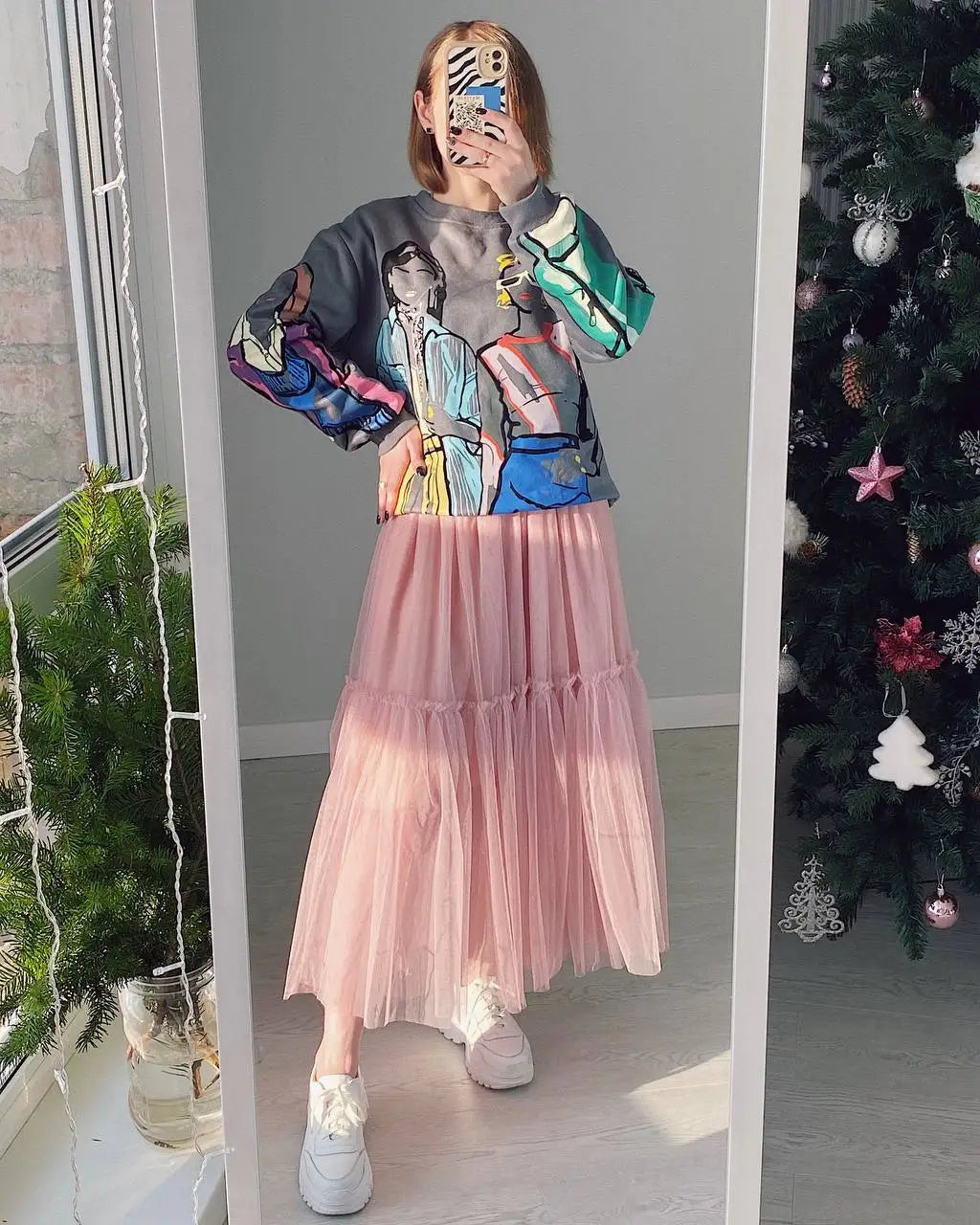 Pleated Lace Cake Midi Skirt