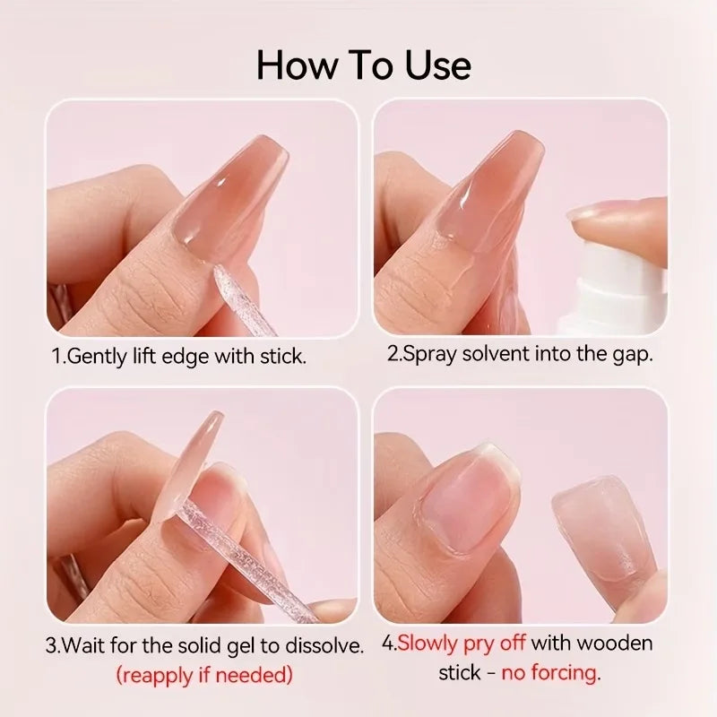 60ml Nail Polish Remover Spray, Gentle Nail Polish Remover for Acrylic and False Nails, 15-Quick Removal, Safe on Natural Nails