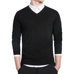 Sweater Men 2026 Autumn Casual Pullovers Men V-Neck Solid Cotton Knitted Brand Clothing Slim Fit Male Sweaters Pull Homme