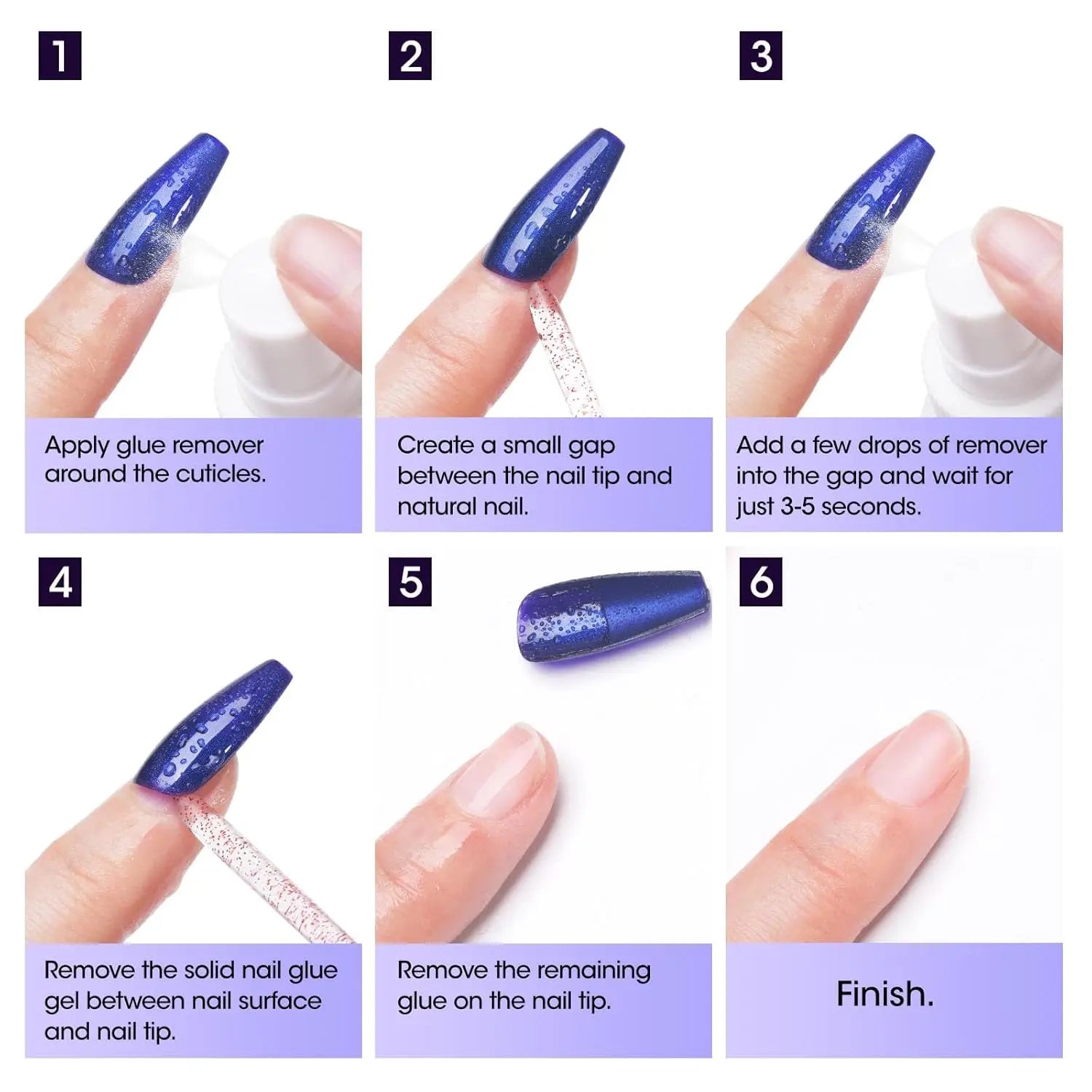 Nail Glue Remover 40ML for Press on Nails False Tips Non Acetone Gentle Nail Care Remover Supplies Solution Manicure Supply