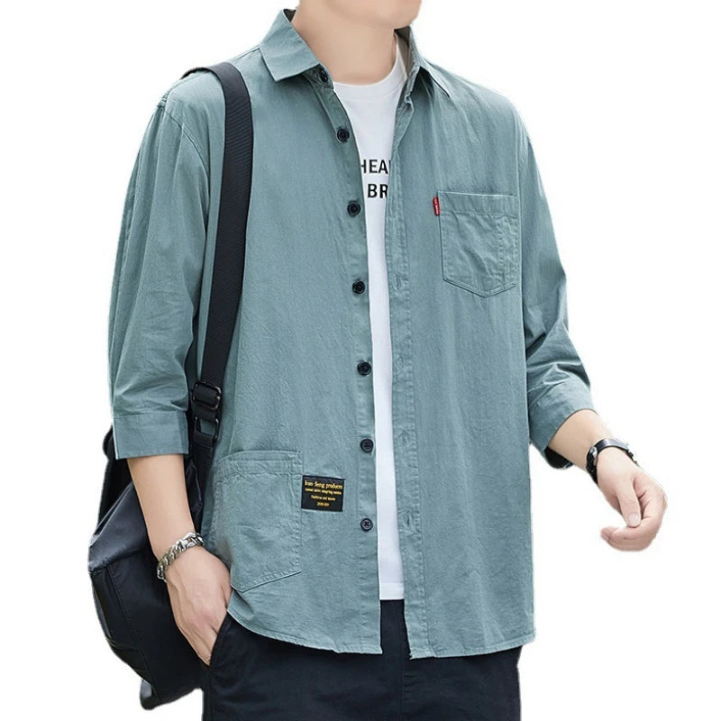 Summer Casual Solid Shirt Men