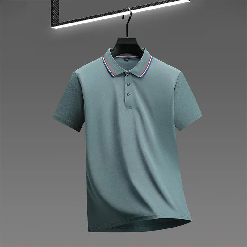 Men's Casual Solid Color Short Sleeve Polo Shirt  Summer Fashionable Comfortable Versatile Top for Men