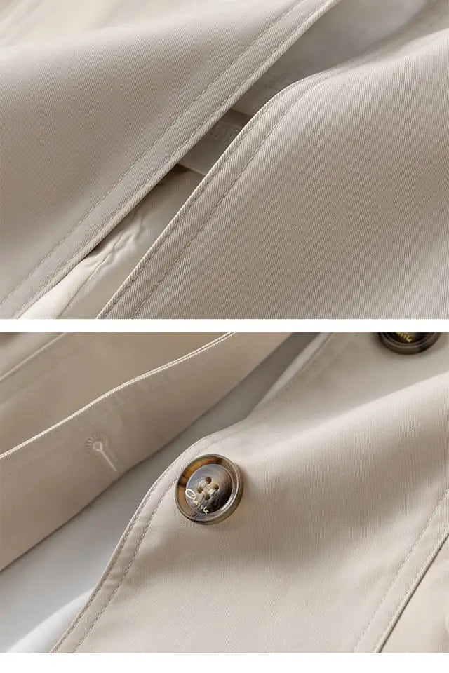 Slim Double Breasted Long Trench