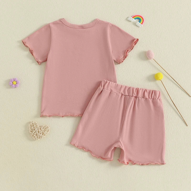 Floral Tee Denim Shorts Set