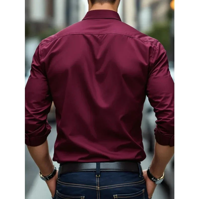 Smart Casual Elastic Shirt Men