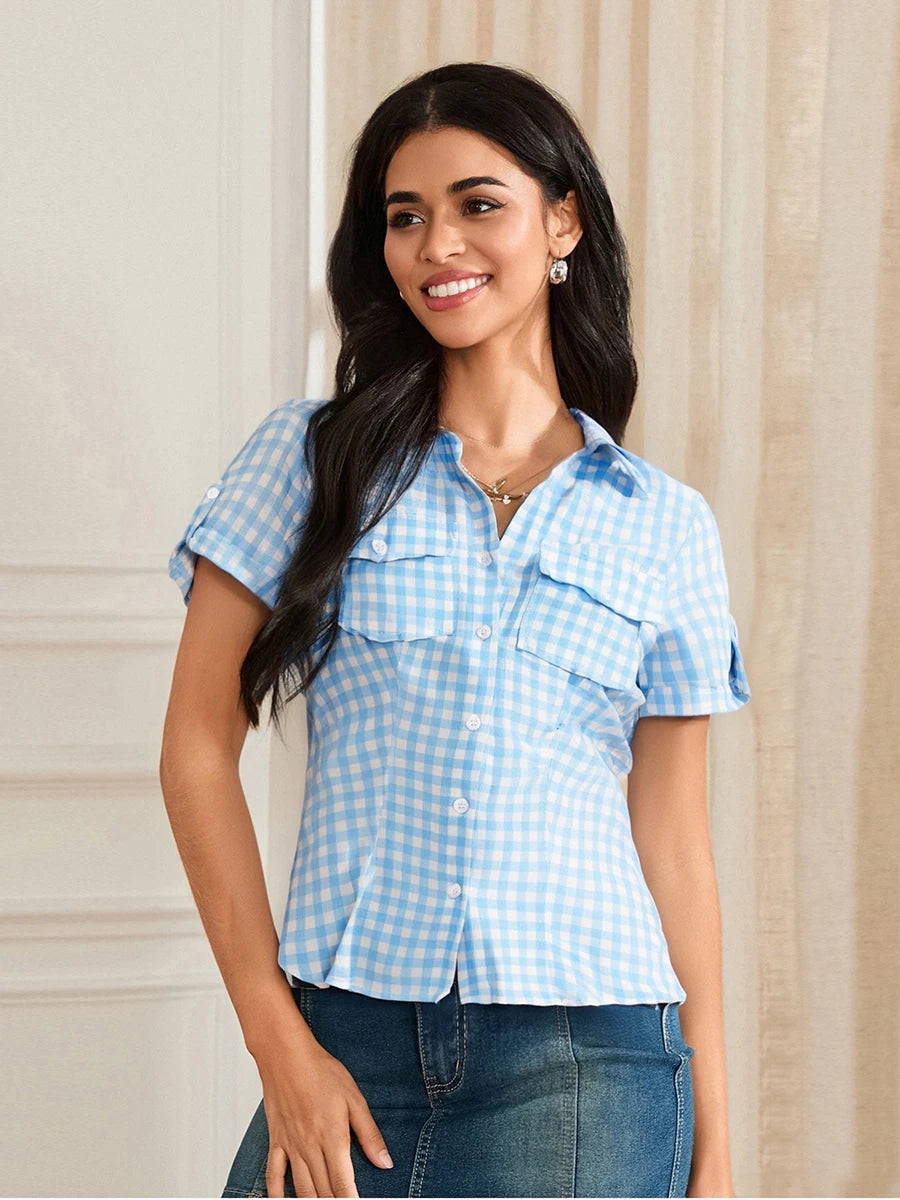 Plaid Texture Blouse