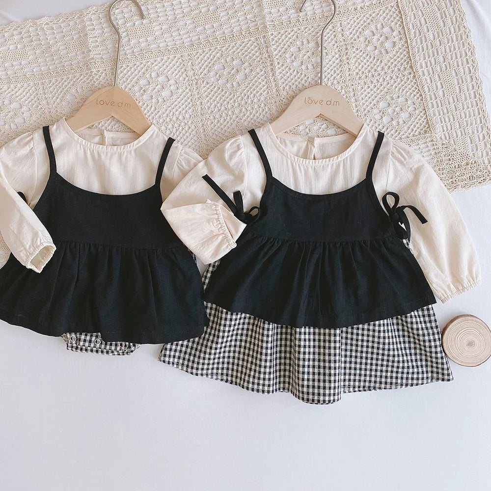 Plaid Baby A-Line Dress Suit