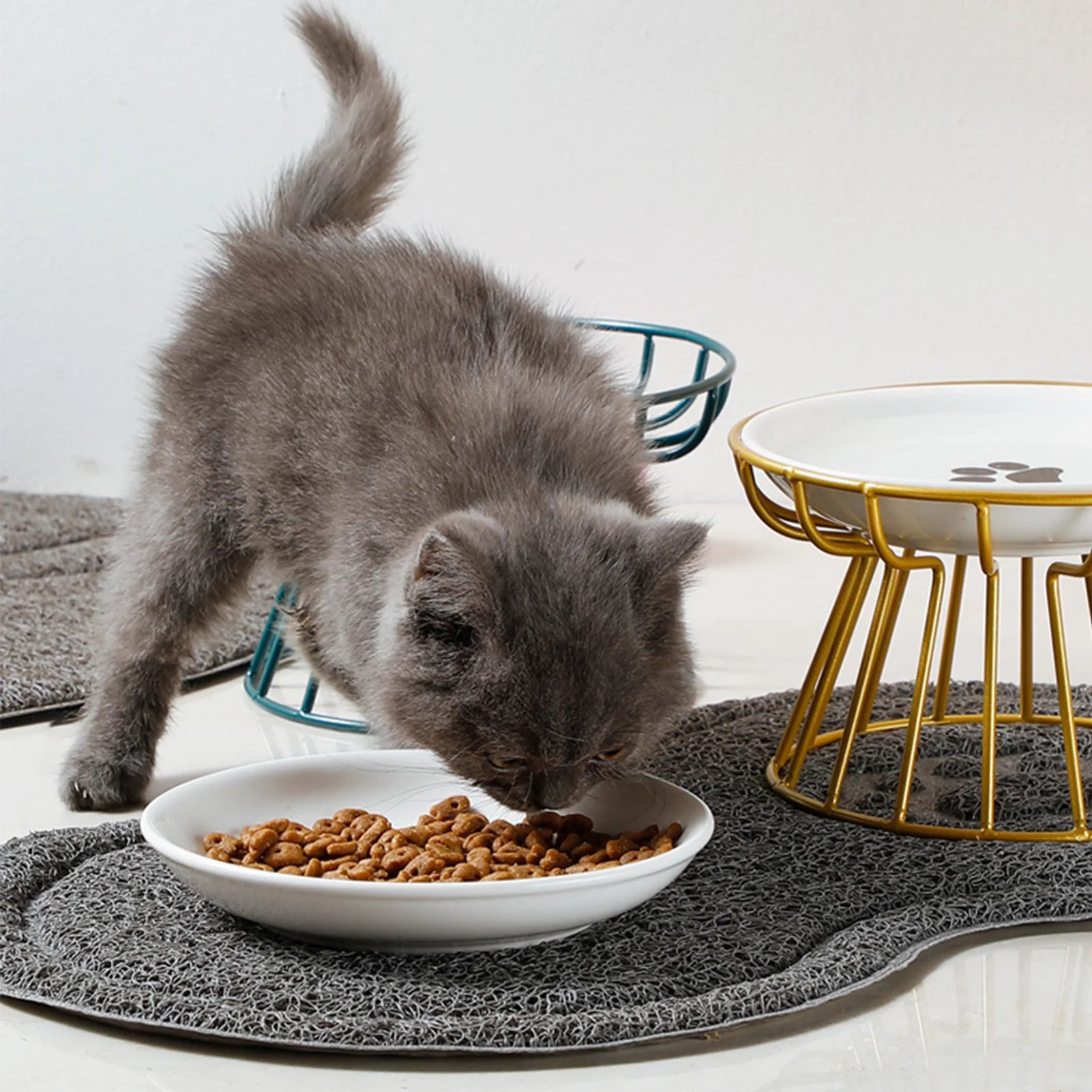Pet Ceramic Bowl Nordic High Footed Ceramic Cat Food Bowl Snack Can Plate Anti Overturning Kitten Puppy Food Water Feeding Bowl