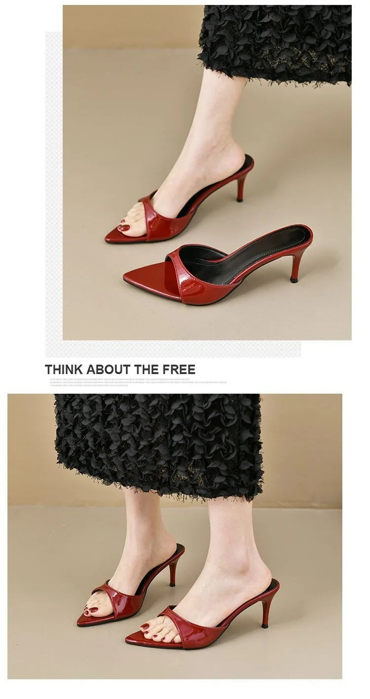 Women's High Heels Summer Slippers Women Sandals Fashion Classic Pointy Open Toe Stiletto Heels Sexy 2026 High-heeled Slippers