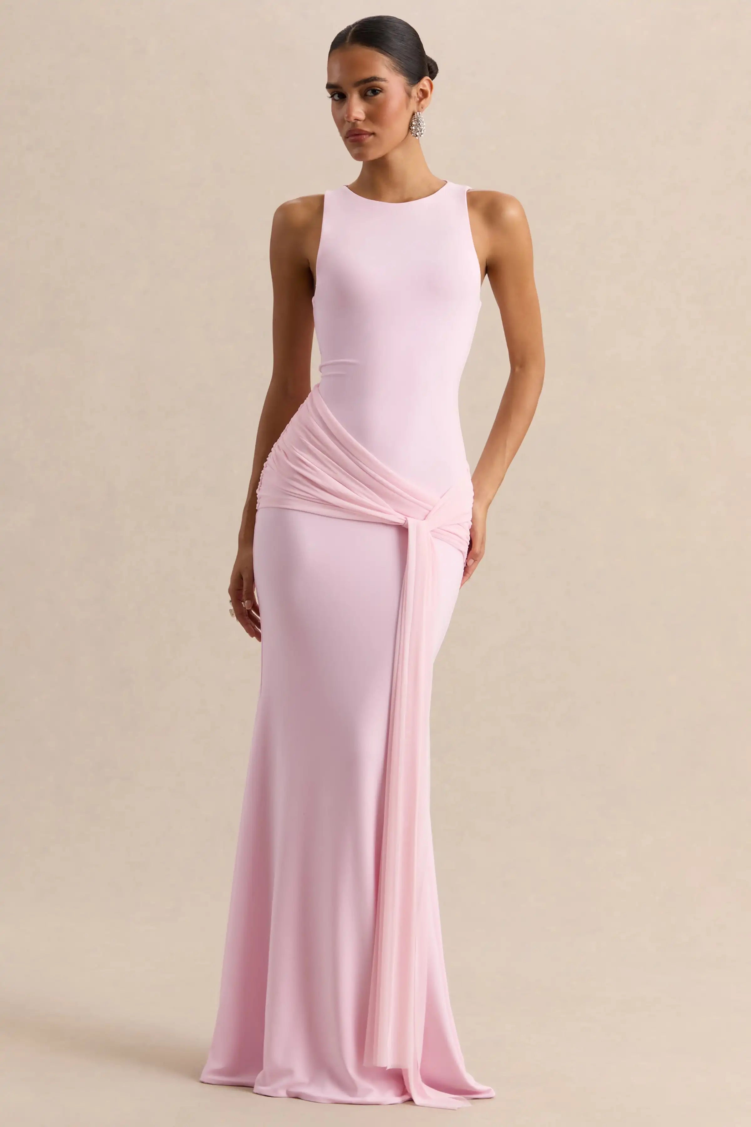 Elegant Mermaid Evening Dress Draped Detachable Cape Sleeveless Bodycon Maxi Gown Wedding Party Elegant Draped Formal Dress