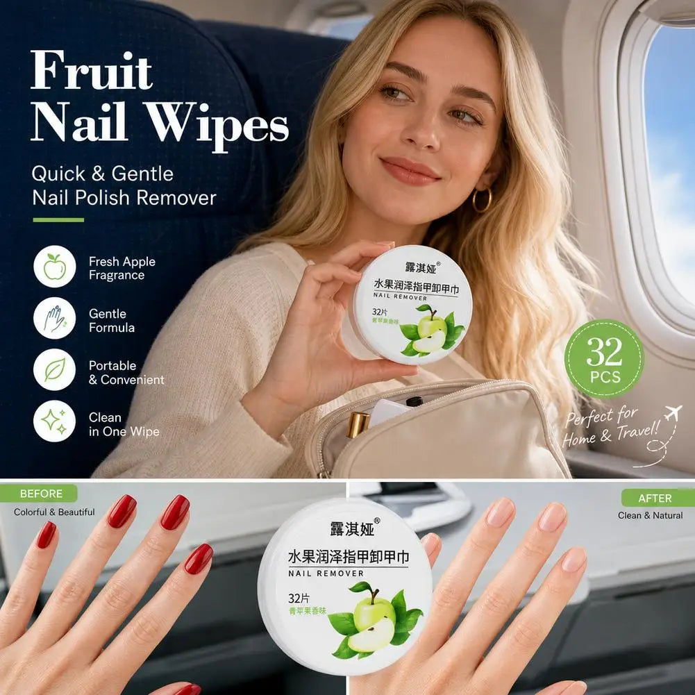 Nail Polish Remover Wipes Fruity Scented Pre-Moistened Cotton Pads Portable Screw-Top Tub Travel Size Polish Remover Rounds