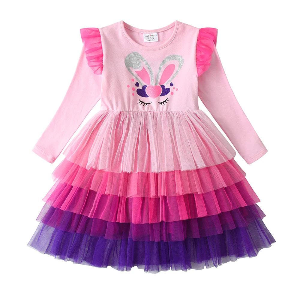 Pink Layered Princess Girls Dress
