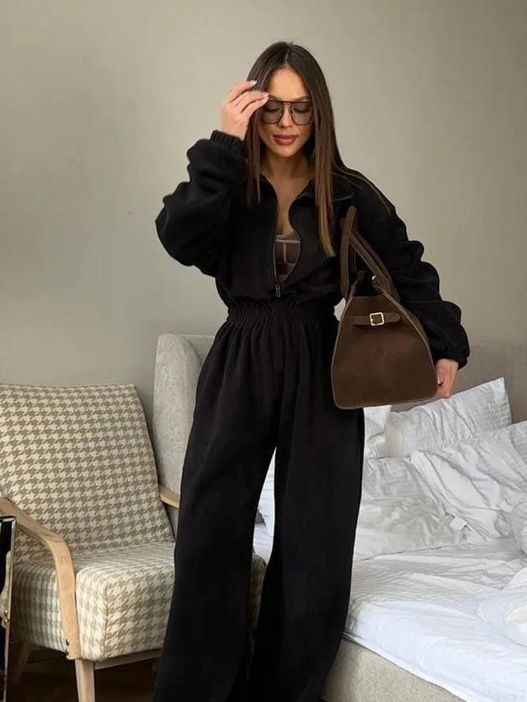 Jumpsuit Women 2026 New Fashionable Long Sleeved Jumpsuit for Women's Casual Half Open Collar Elastic Waist Jumpsuit