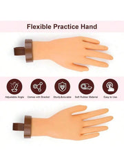 Nail art beginners practice fake hand models with insertable nail plates, bendable fingers, display racks, rubber hands