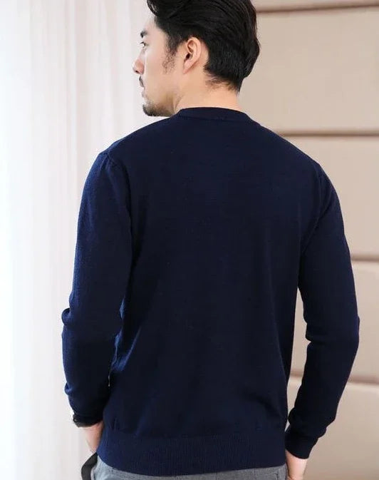 Thick Solid V-Neck Pullover