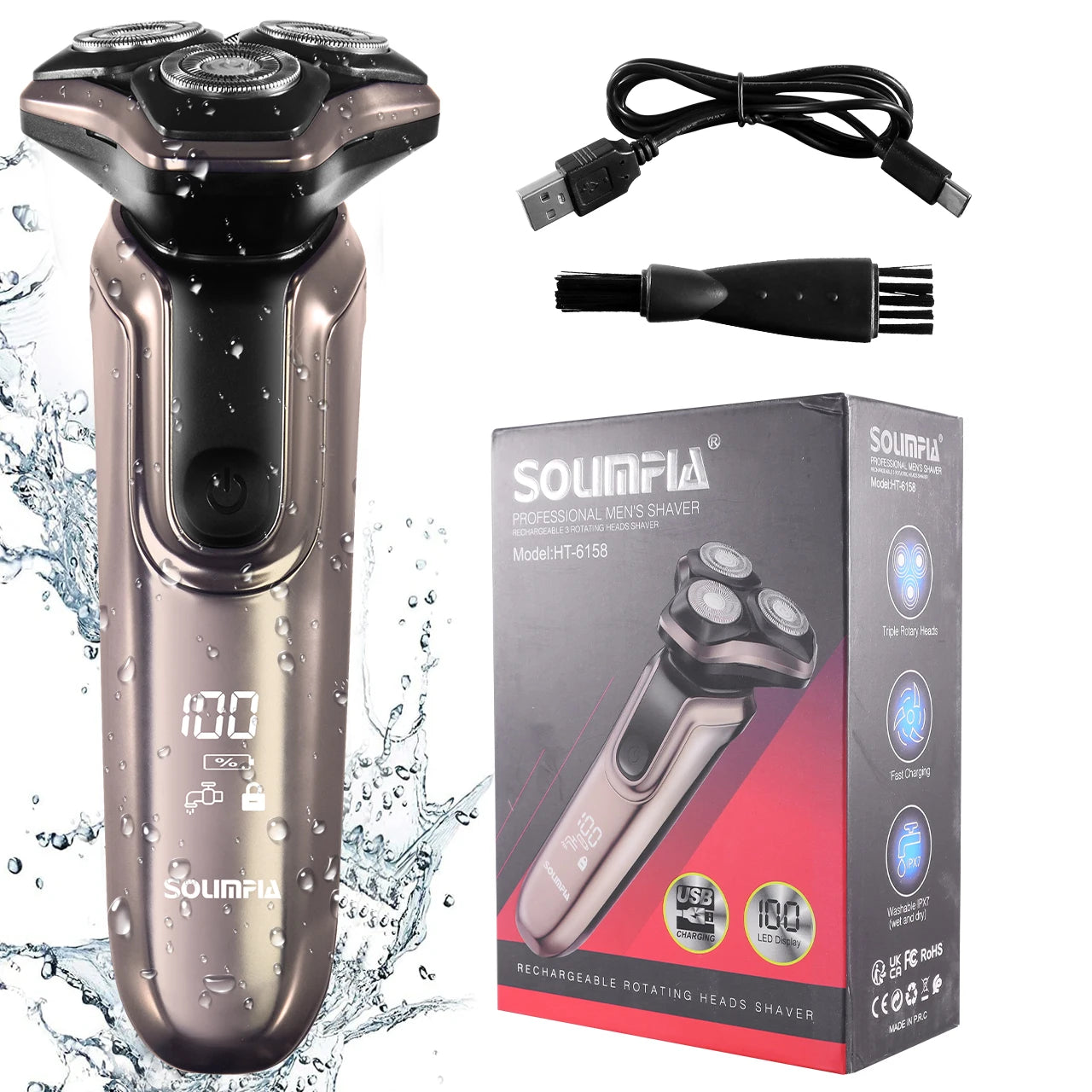 Electric Shaver for Men New 3-Blade Portable Professional Home Use Shaving Razor with Ergonomic Handle Ultra-Smooth Performance
