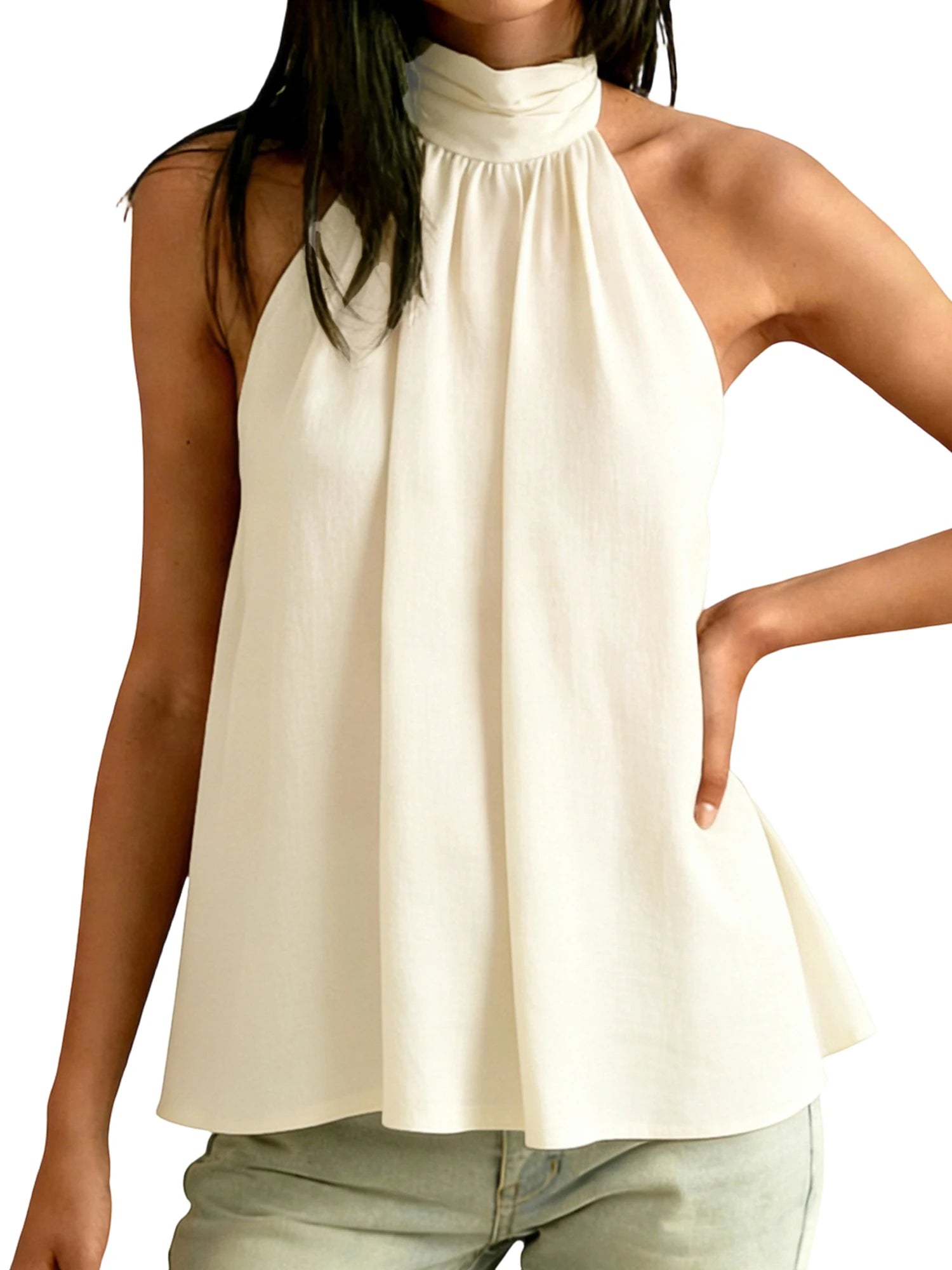 Women's Halter Tops Casual Loose Fit Stylish Solid Color Sleeveless Vest Suitable for Summer