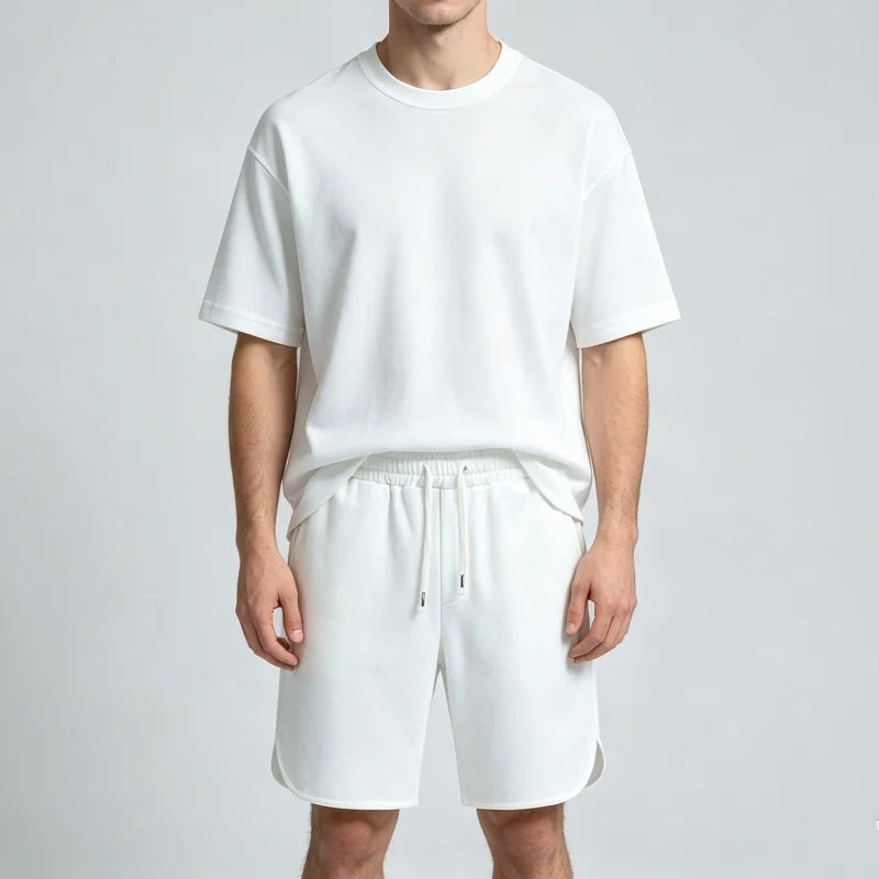 NEW Summer Men Suit Round Neck Short Sleeve T-shirt+shorts Two Piece Set Loose Outdoor sport Casual Suit men T-shirt Tracksuit