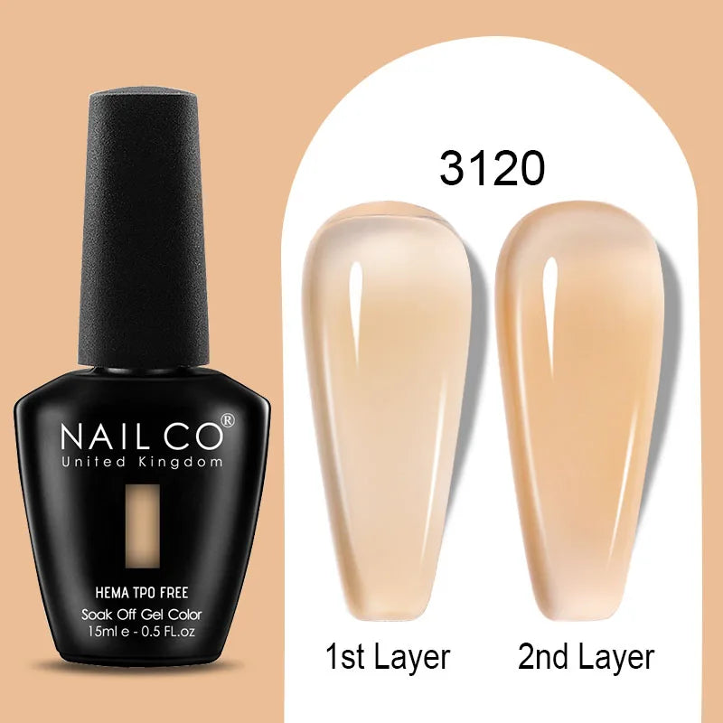 NAILCO 15ml Colorful Jelly Gel Nail Polish Gorgeous Color HEMA TPO FREE Soak Off UV LED Semi Permanent Long Wear Gel Varnish
