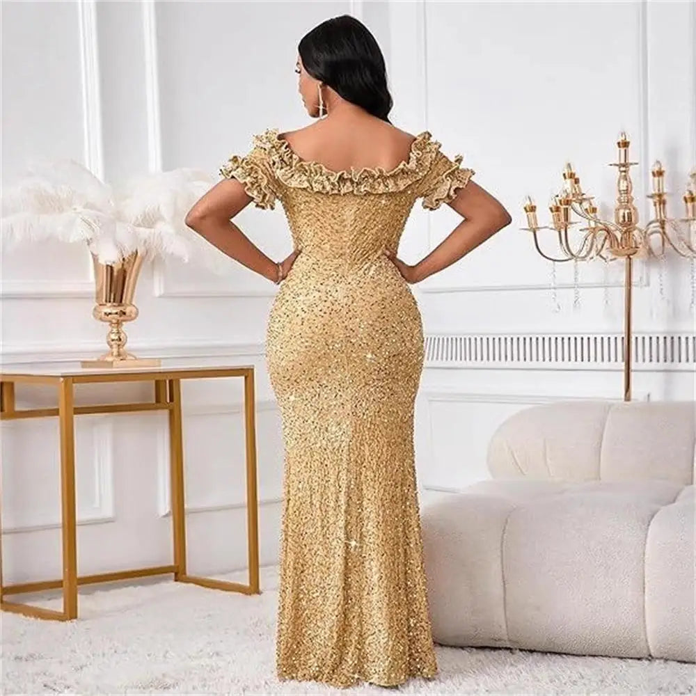 Elegant Off Shoulder Evening Gown, Party Cocktail Dress for Dinner Banquet