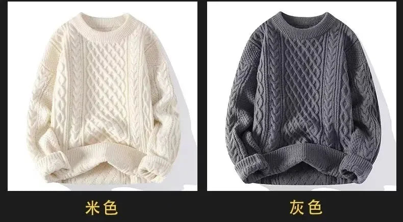 2024 Autumn Winter Men's Sweater Japan Fashion Men Clothing Striped Sweater Men Casual Streetwear Pullover O-Neck Sweaters Men
