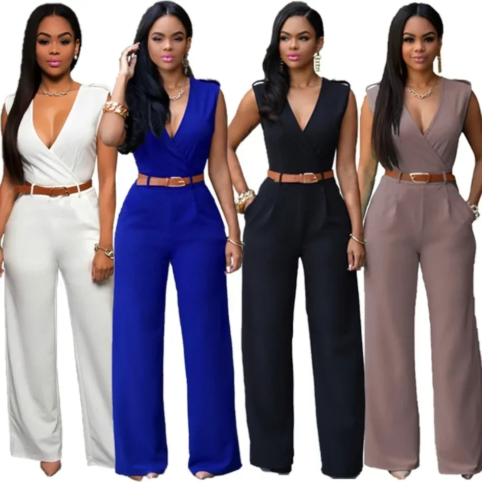 Elegant Deep V Wrap Jumpsuit