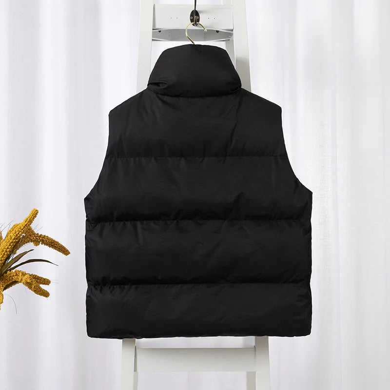 Women Fashion Autumn New 2026Stand Collar Elegant Down Coats Warm Outerwear Casual Belt Sleeveless Winter Women Vests Jackets