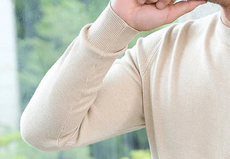 Thick Solid V-Neck Pullover