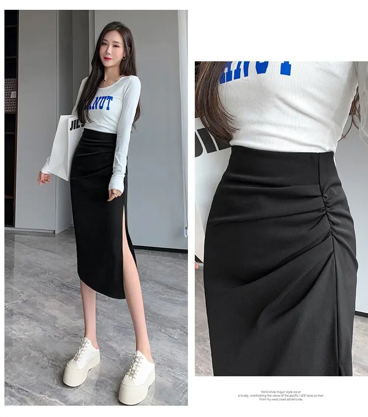 Sleek Pleated High Waist Skirt