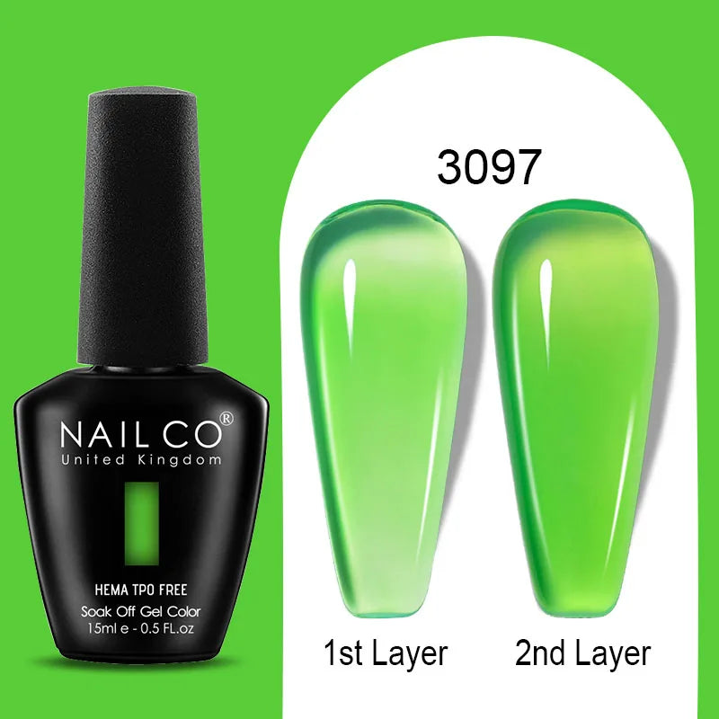 NAILCO 15ml Colorful Jelly Gel Nail Polish Gorgeous Color HEMA TPO FREE Soak Off UV LED Semi Permanent Long Wear Gel Varnish