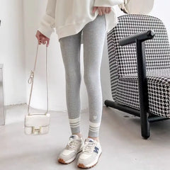Girls Leggings Spring Autumn Casual Outerwear Pants 3-10Y Heart Pattern Ribbed Cuffs Kids Stretchy Tights Fashion Girls Bottoms