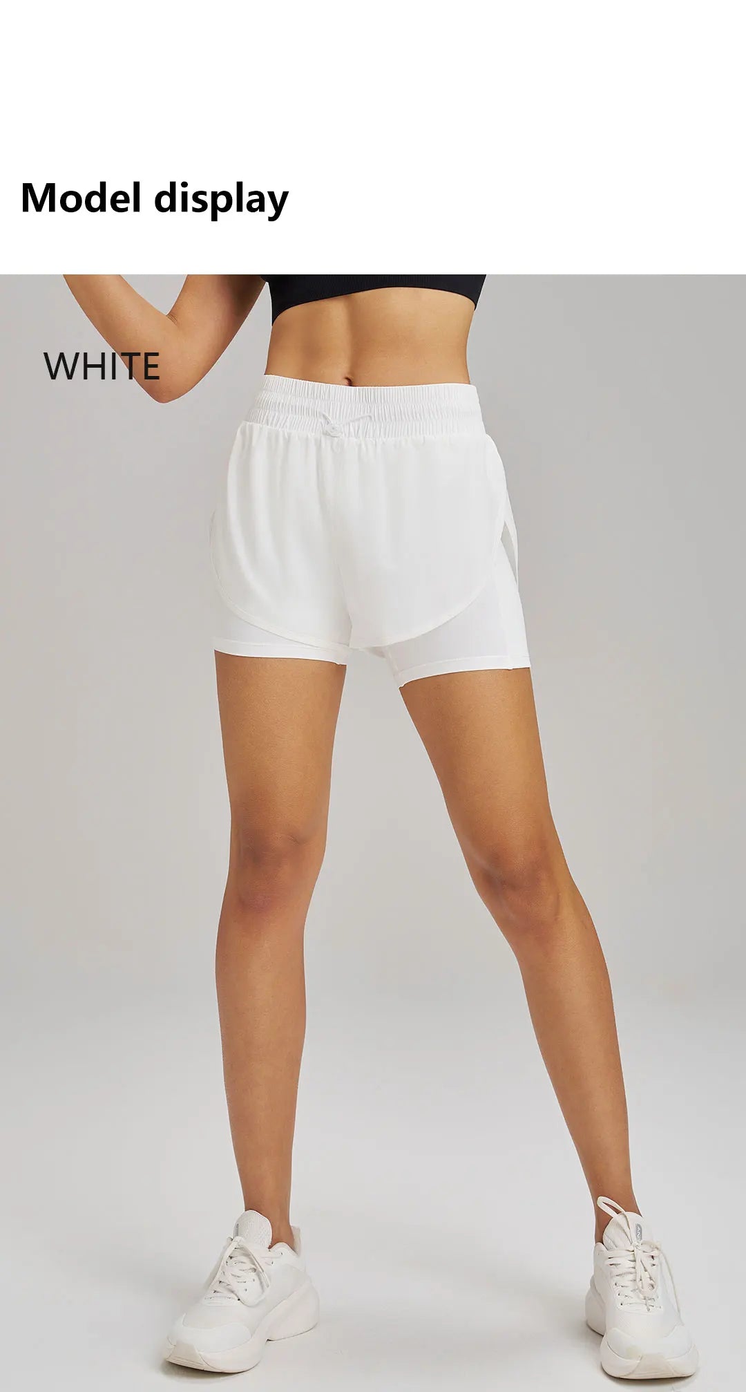 Yoga Shorts Sports Fitness Shorts High Waist Running Fake Two Pieces Anti-Shine Shorts Women's Double Layer Training Leggings