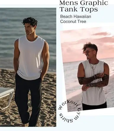 Mens Tank Tops Workout Sleeveless Shirts Summer Solid Color Polyester Quick Drying Tanks for Men Summer Beach Sports T-Shirts