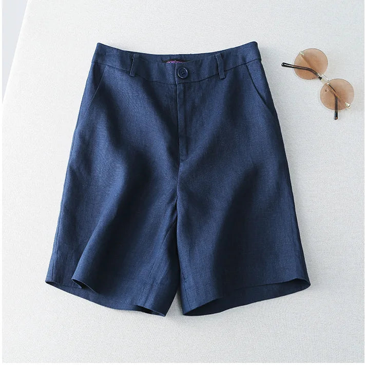 Women's Shorts Linen Half Knee Length Mid Wide Female Short Pants Bermuda Offer Aesthetic Hot Streetwear Korean Style For Summer
