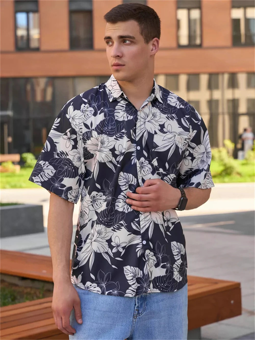Floral 3D Print Casual Shirt