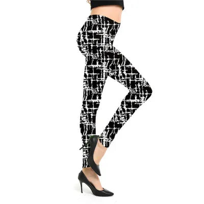 Women Leggings High Waist Cartoon Comic Beauty Print Trousers Soft Female Casual Elastic Pant