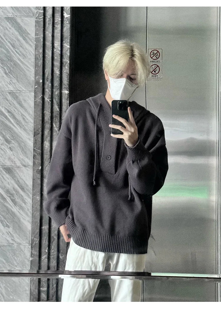 New Autumn Winter Sweaters for Men Loose Trendy Brand Hooded Pullover Sweaters