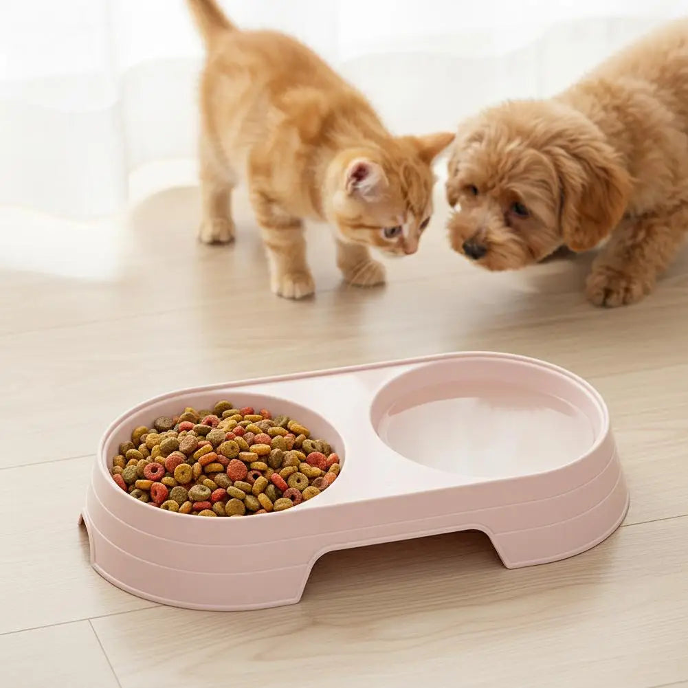 Non-Slip Double Pet Bowls Food & Water Feeder for Cats and Small Dogs BPA-Free Easy-Clean Raised Pet Dishes in 4 Colors