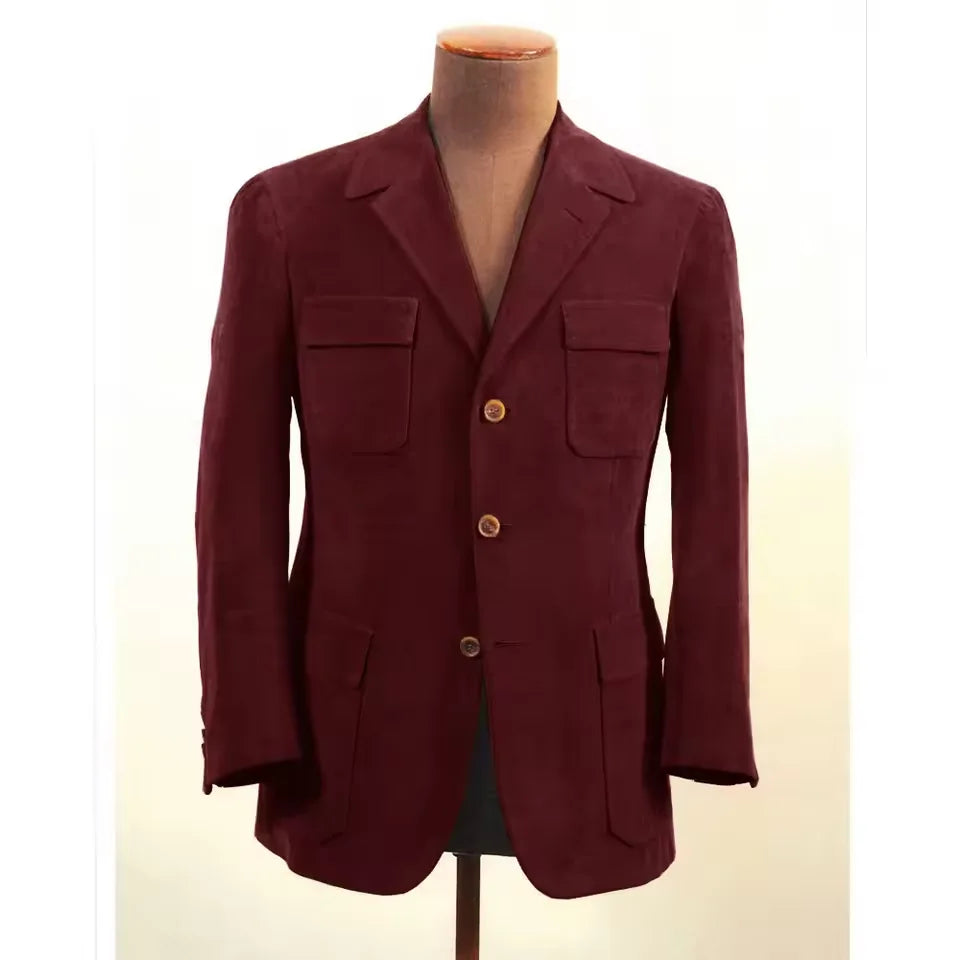 Faux Suede Slim Fit Blazer
