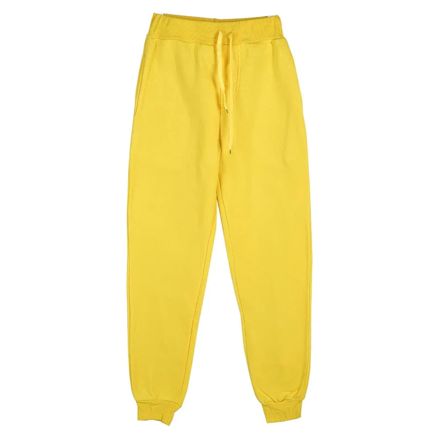 2025 New Joggers Sweatpants Men and Women Elastic Waist Loose Casual Trousers White Beige Pink Yellow Hip Hop Mens Sweat Pants