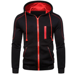 Men tracksuit zipper hood multi-pocket and protective pants casual jogging tracksuit fall/winter 2-piece setLarge size S-3XL