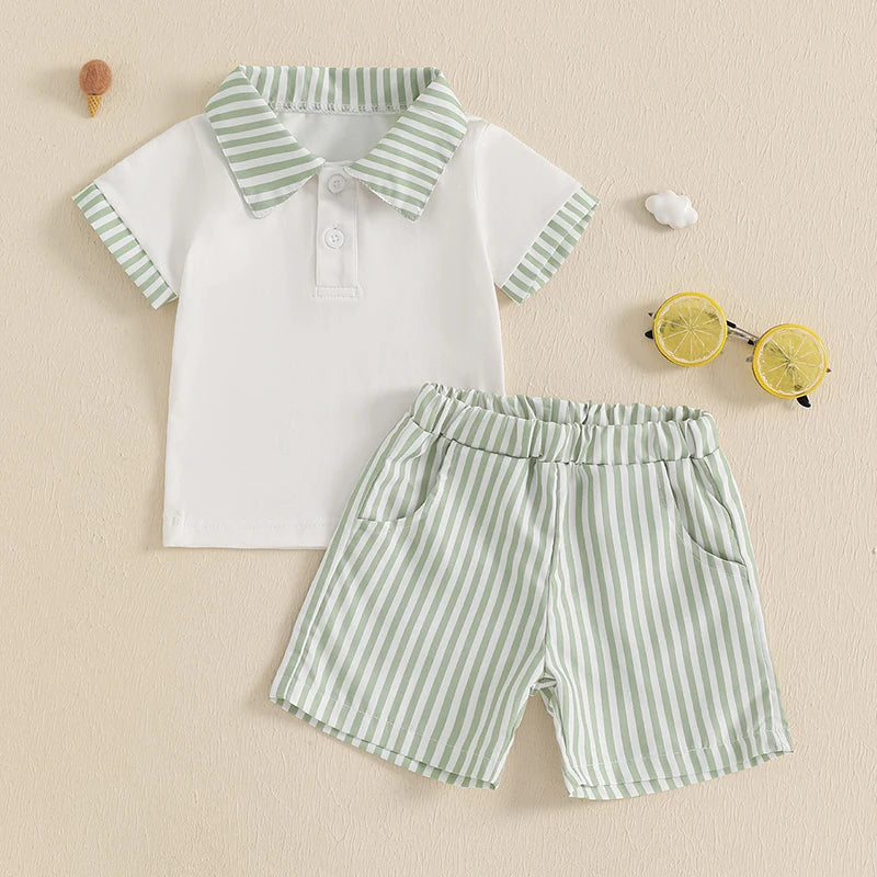Striped Collar Summer Set