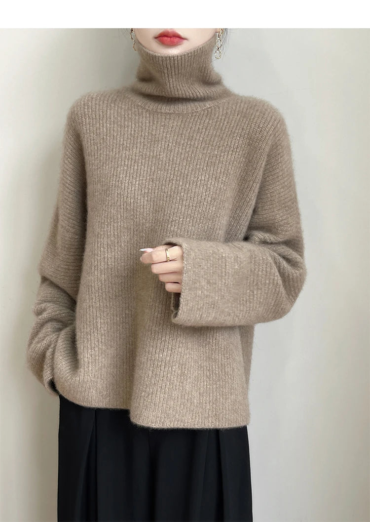 Elegant Merino Turtleneck Knit Sweater