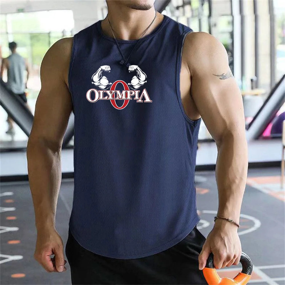 2026  Bodybuilding Sports Tank Tops Men Gyms Fitness Workout Sleeveless Shirt Male Summer Loose Undershirt Running men Vest