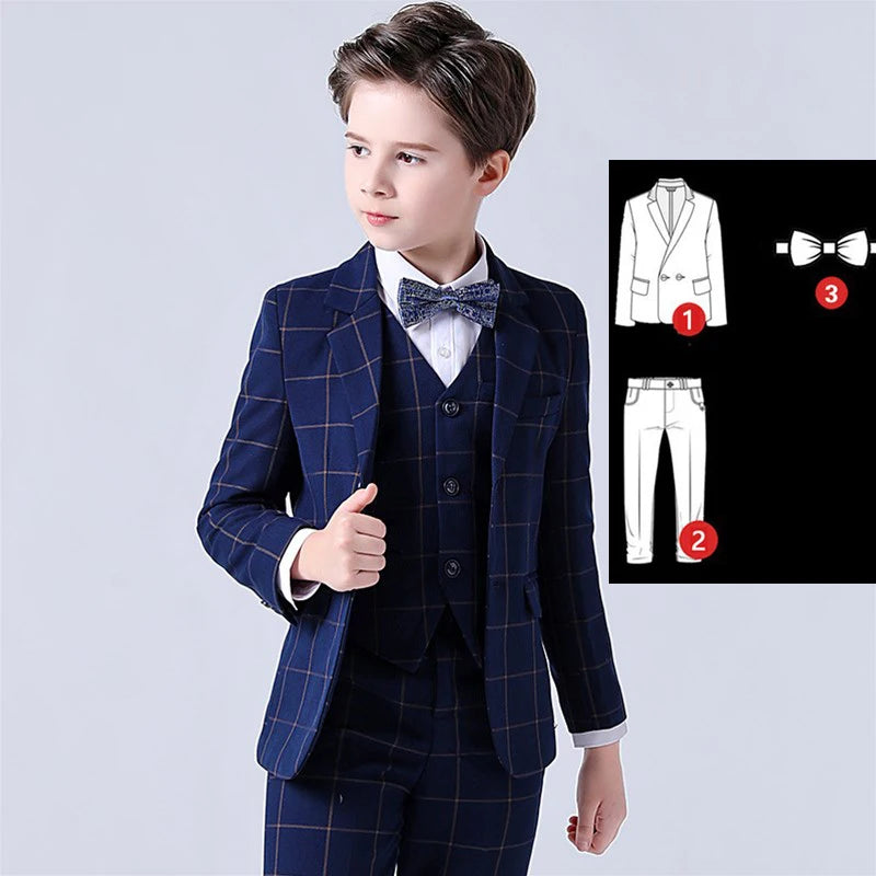 Formal Kids Plaid Tuxedo Suit