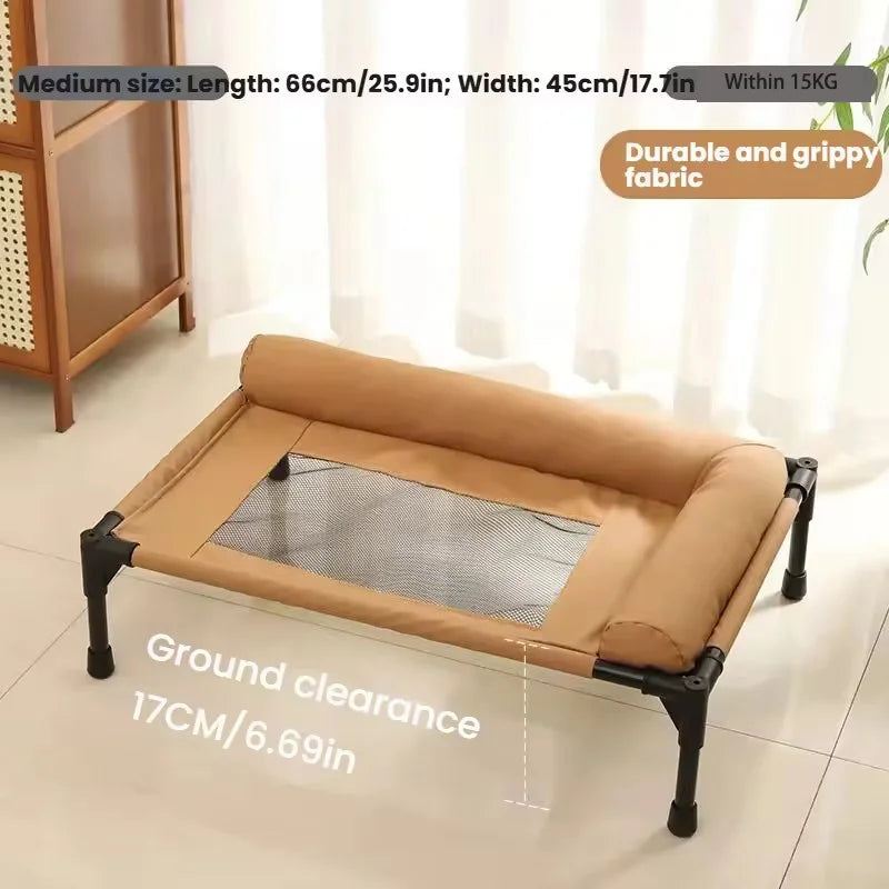 Pet Furniture Mesh Elevated Dog Beds Breathable Removable Raised Dog Bed With Soft Pillow Outdoor Dog Cat Bed Patio Sunbathing