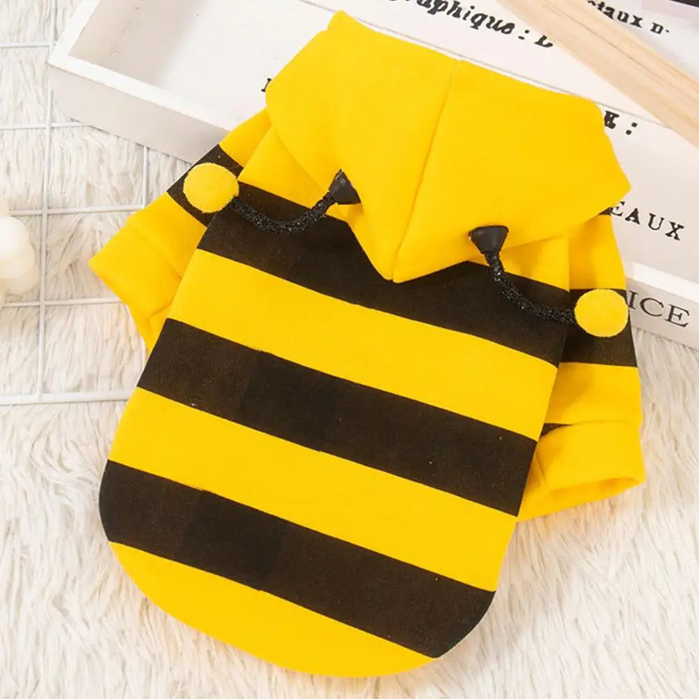 Bee Pet Puppy Coat Apparel Outfit Dog Hoodies Winter Warm Cat Cosplay Costume Holiday Outfit for Small Medium Dogs & Cats