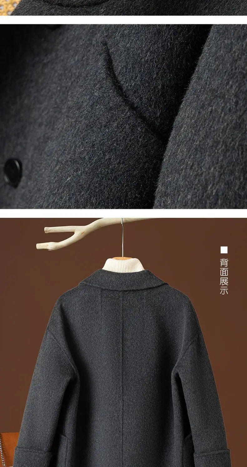 Women Double-sided Wool Coats Autumn Winter Korean Loose All-match Woolen Jacket Female Simple Solid Suit Collar Wool Jacket