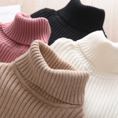 New Sweater Kids Sweaters Autumn Girls Turtleneck Sweaters 1-9Yrs Baby Boys Pullover Winter Knitted Bottoming Boys Sweaters