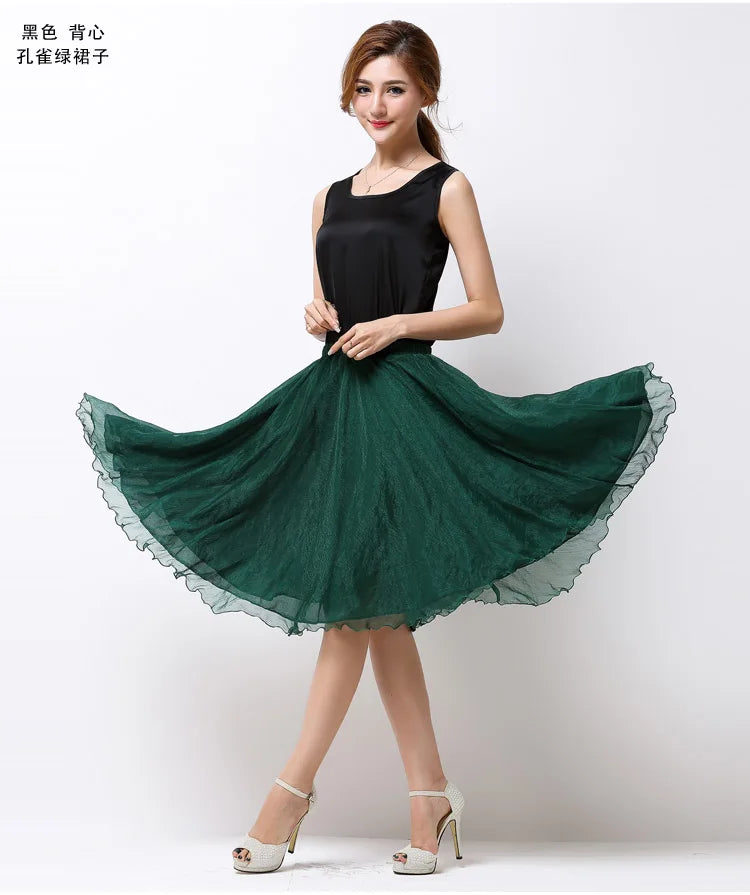 Silk Pleated High Waist Midi